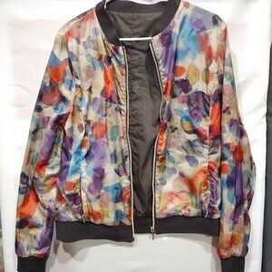 ZHEJIANG GARDA REVERSIBLE BOMBER JACKET WINDBREAKER PASTEL FLORAL AND BROWN XXL